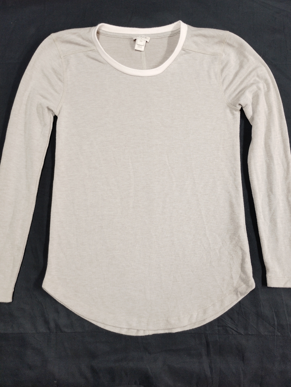 J. Crew Light Gray Crewneck Top with White Trim
